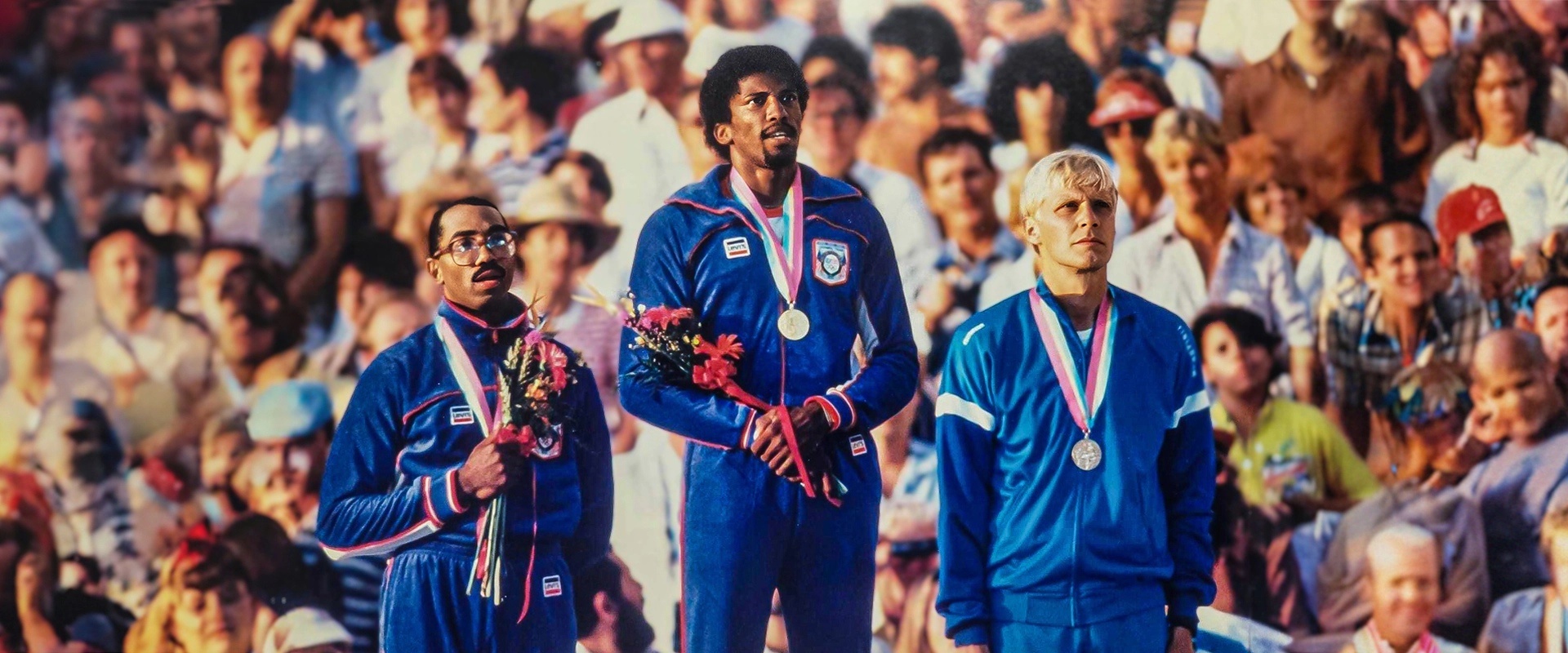 Roger Kingdom Olympic medal ceremony